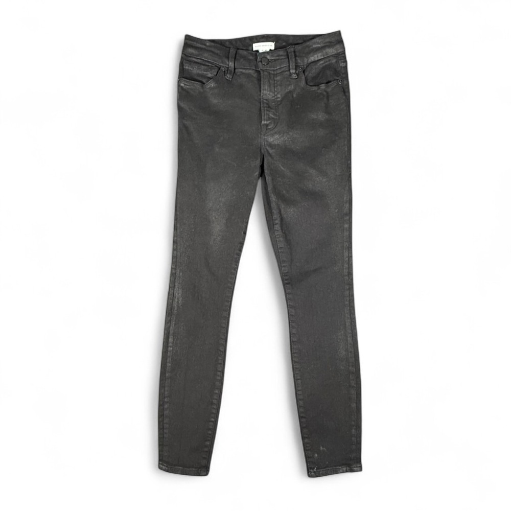 GOOD AMERICAN High Rise Black Skinny Jeans Good Legs Waxed Coated 4 27 Mobwife‎